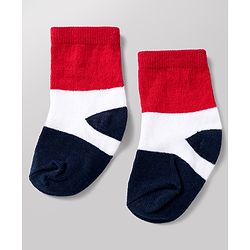 Cute Walk By Babyhug Poly Blends Knit Anti Bacterial Ankle Length Striped Socks With Paw Design Pack of 5 - Red, Dark Pink & White