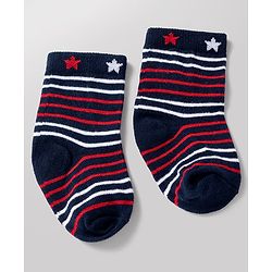 Cute Walk By Babyhug Poly Blends Knit Anti Bacterial Ankle Length Striped Socks With Paw Design Pack of 5 - Red, Dark Pink & White