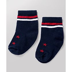 Cute Walk By Babyhug Poly Blends Knit Anti Bacterial Ankle Length Striped Socks With Paw Design Pack of 5 - Red, Dark Pink & White