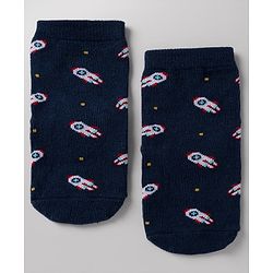Cute Walk By Babyhug Anti-Bacterial Ankle Length Striped Socks with Space & Text Design Pack of 5  - Red White Black Yellow
