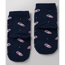 Cute Walk By Babyhug Anti-Bacterial Ankle Length Striped Socks with Space & Text Design Pack of 5  - Red White Black Yellow