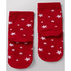 Cute Walk By Babyhug Anti-Bacterial Ankle Length Striped Socks with Space & Text Design Pack of 5  - Red White Black Yellow