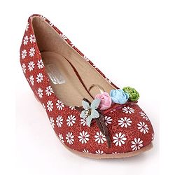 Cute Walk by Babyhug Floral Glitter Bellies - Maroon