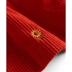 Babyhug Corduroy Woven Full Sleeves T-Shirt With Floral Embroidered Frock - Rust Orange