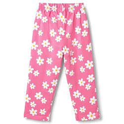 Babyhug 100% Cotton Knit Full Sleeves T-Shirts & Pajama Night Suit with Floral Print - Pink