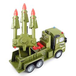 Babyhug Friction Powered Military Truck for Kids - Green| Friction Powered Movement| Rotating Launcher| Battery-Free Movement| Pretend Play Toy for 3 Years+| BIS Certified | Gifting Option