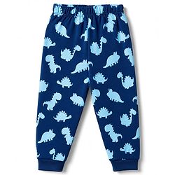 Babyhug 100% Cotton Knit Full Sleeves T-Shirt & Pyjama Night Suit with Dinosaur Print - Navy Blue