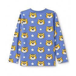 Babyhug 100% Cotton Knit Full Sleeves T-Shirt & Pyjama Co-ords Night Suit With Tiger Print - Navy Blue