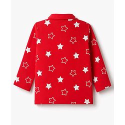 Babyhug Cotton Knit Full Sleeves Shirt & Pyjama Co-ords Night Suit With Star Print - Red