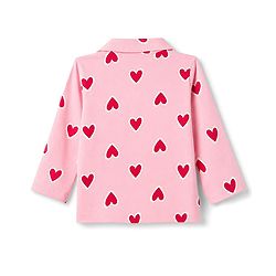 Babyhug Cotton Knit Full Sleeves Co-Ords Front Open Shirt & Pyjama Night Suit with Heart Print - Pink