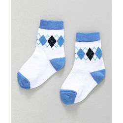 Cute Walk by Babyhug Ankle Length Socks Fish & Diamond Design Pack of 3 - Green White Black