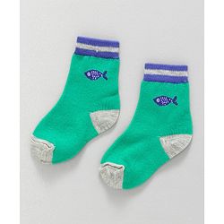 Cute Walk by Babyhug Ankle Length Socks Fish & Diamond Design Pack of 3 - Green White Black
