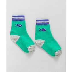 Cute Walk by Babyhug Ankle Length Socks Fish & Diamond Design Pack of 3 - Green White Black