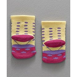 Cute Walk By Babyhug Terry Antibacterial Ankle Length Socks Ladybug Design - Yellow