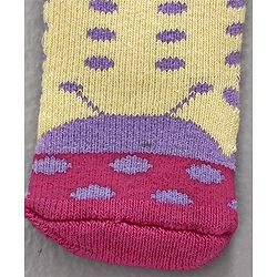 Cute Walk By Babyhug Terry Antibacterial Ankle Length Socks Ladybug Design - Yellow