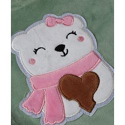 Babyhug Fur Woven Full Sleeves Winter Wear Suit With Bear Applique - Sea Green