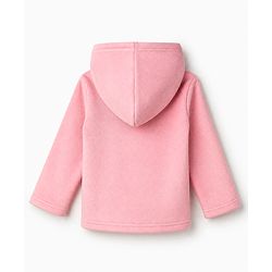 Babyhug Fur Woven Full Sleeves Hooded Winter Wear Suit With Rabbit Patch - Pink