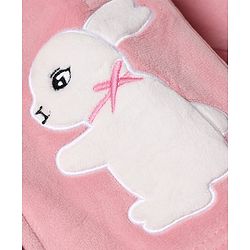 Babyhug Fur Woven Full Sleeves Hooded Winter Wear Suit With Rabbit Patch - Pink