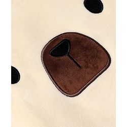Babyhug Fur Woven Full Sleeves Winter Wear Suit With Bear Applique - Beige & Brown