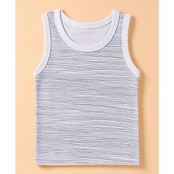 Babyhug 100% Cotton Knit Striped Sleeveless Vests With Geometric Print Pack of 3 -White