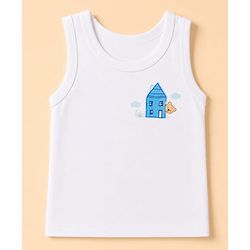 Babyhug 100% Cotton Knit Striped Sleeveless Vests With Geometric Print Pack of 3 -White