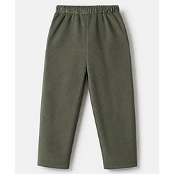 Babyhug Fleece Full Length Fleece and Woollen Pants in Olive Green