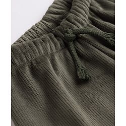 Babyhug Fleece Full Length Fleece and Woollen Pants in Olive Green