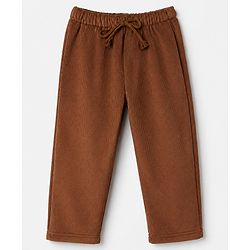 Babyhug Fleece Full Length Fleece and Woollen Pants in Olive Green