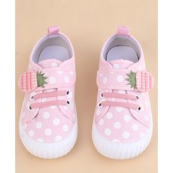 Cute Walk by Babyhug Velcro Closure Casual Shoes With Strawberry Applique - Pink