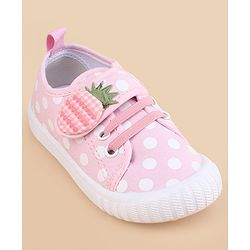 Cute Walk by Babyhug Velcro Closure Casual Shoes With Strawberry Applique - Pink