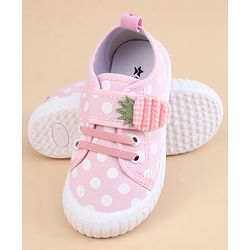 Cute Walk by Babyhug Velcro Closure Casual Shoes With Strawberry Applique - Pink