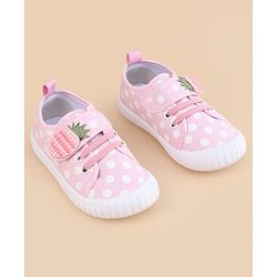 Cute Walk by Babyhug Velcro Closure Casual Shoes With Strawberry Applique - Pink