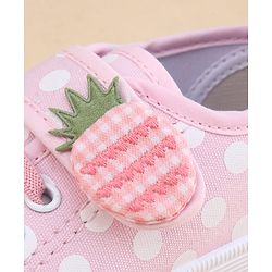Cute Walk by Babyhug Velcro Closure Casual Shoes With Strawberry Applique - Pink