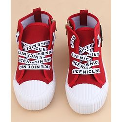 Cute Walk by Babyhug Lace Up Closure Casual Shoes With Dino Applique - Red