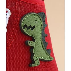 Cute Walk by Babyhug Lace Up Closure Casual Shoes With Dino Applique - Red