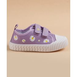 Cute Walk by Babyhug Velcro Closure Casual Shoes With Floral Print - Purple