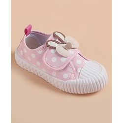 Cute Walk by Babyhug Velcro Closure Casual Shoes With Bow Applique - Pink