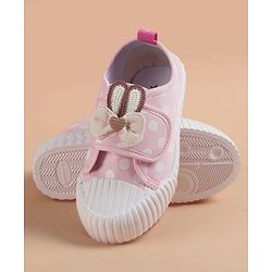 Cute Walk by Babyhug Velcro Closure Casual Shoes With Bow Applique - Pink