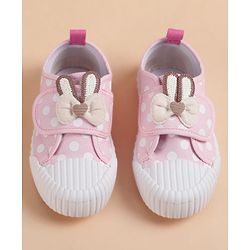 Cute Walk by Babyhug Velcro Closure Casual Shoes With Bow Applique - Pink