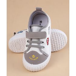 Cute Walk by Babyhug Velcro Closure Casual Shoes With Vehicle Print - Grey