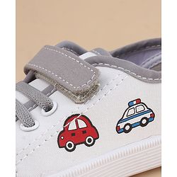 Cute Walk by Babyhug Velcro Closure Casual Shoes With Vehicle Print - Grey