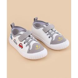 Cute Walk by Babyhug Velcro Closure Casual Shoes With Vehicle Print - Grey