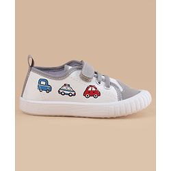 Cute Walk by Babyhug Velcro Closure Casual Shoes With Vehicle Print - Grey