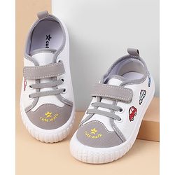 Cute Walk by Babyhug Velcro Closure Casual Shoes With Vehicle Print - Grey