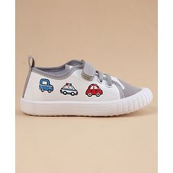 Cute Walk by Babyhug Velcro Closure Casual Shoes With Vehicle Print - Grey