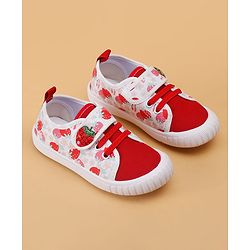 Cute Walk by Babyhug Velcro Closure Casual Shoes With Strawberry Print - Red