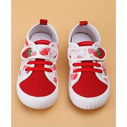 Cute Walk by Babyhug Velcro Closure Casual Shoes With Strawberry Print - Red