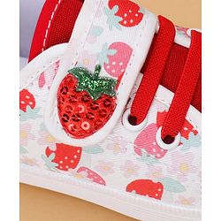 Cute Walk by Babyhug Velcro Closure Casual Shoes With Strawberry Print - Red