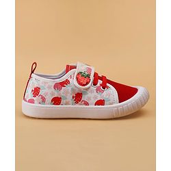 Cute Walk by Babyhug Velcro Closure Casual Shoes With Strawberry Print - Red