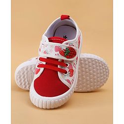 Cute Walk by Babyhug Velcro Closure Casual Shoes With Strawberry Print - Red